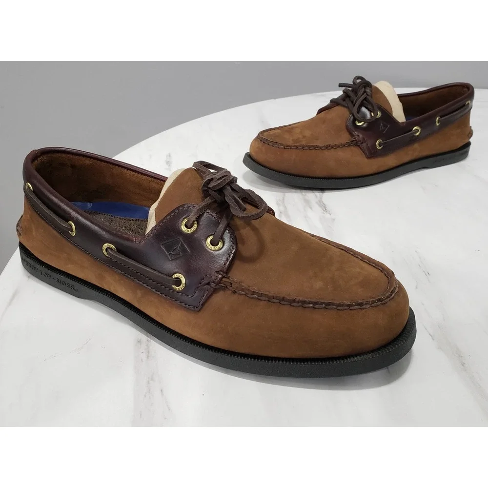 NEW NO BOX SIZE 10.5 MENS 0195412 BROWN Sperry A/O 2-EYE LEATHER BOAT SHOE